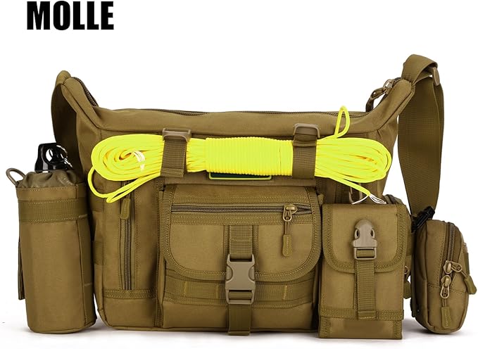 ArcEnCiel Tactical Messenger Bag Men MOLLE Sling Shoulder Pack with Patch