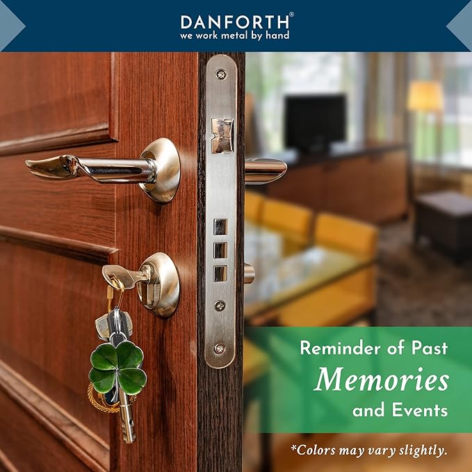 DANFORTH Four Leaf Clover Keychain (Green) | Pewter | Durable, Handcrafted Pewter Lucky Charm | St. Patricks Day Accessories | 1 ½” Tall x 1 ¼” Wide | Made in the USA