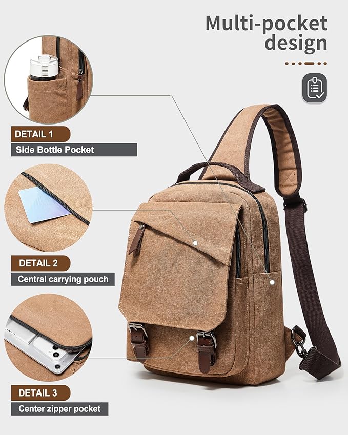 Messenger bag for Men,Small Sling Crossbody Backpack Shoulder Bag for Men Women,canvas Strap Backpack Sling Bag