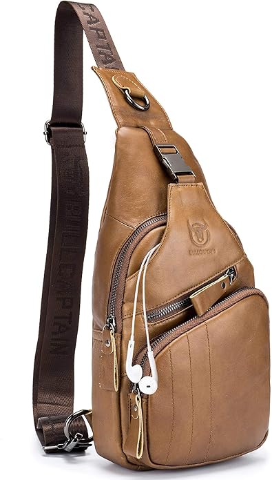 Cross body Bags for Men Leather Sling Bag Casual Daypacks Chest Bags Shoulder Bag Travel Hiking Backpacks