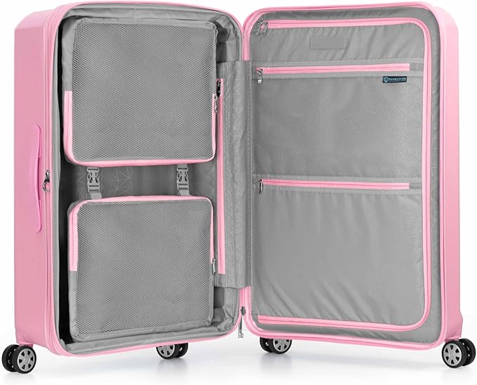 Traveler's Choice Pagosa Indestructible Hardshell Expandable Spinner Luggage, Pink, 3-Piece Set (22/26/30)