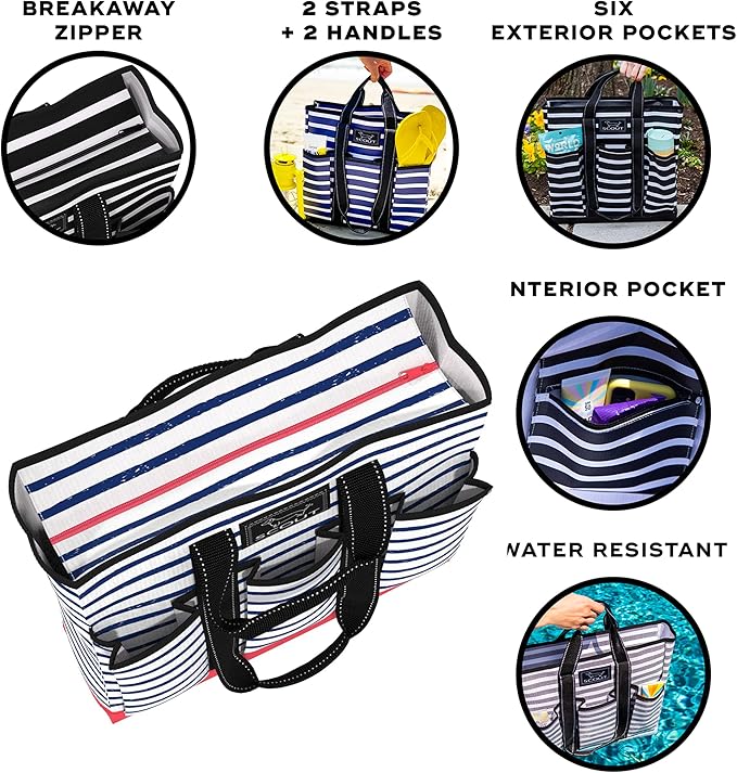 SCOUT Rocket Pocket Tote - Multi-Pocket Travel, Nurse, Teacher, Mom Tote, 7 Pockets Total, Two Sets of Straps, Folds Flat
