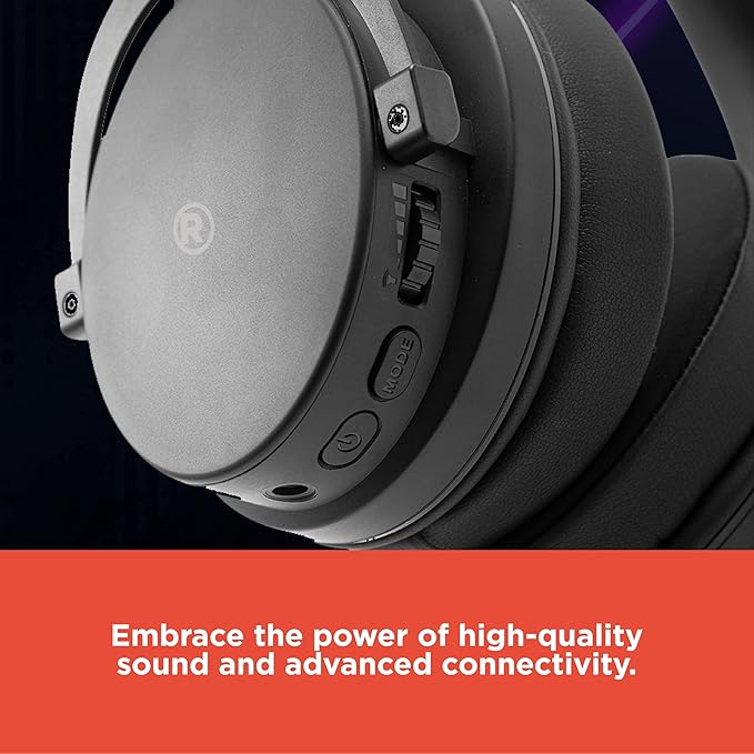 RadioShack Gaming Wireless Headphones – 50mm Drivers, Dual Mode Bluetooth 5.3 + 2.4GHz, 500mAh Battery, 20Hz–20kHz Frequency, Sleek Black Design