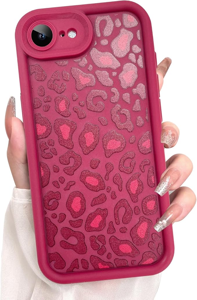 KANGHAR Case for iPhone 16e Leopard Printed Pattern Cute Cheetah Phone Case Soft TPU Shockproof Protective Cover for iPhone 16e 6.1 Inch Red