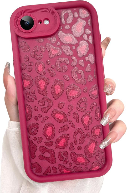 KANGHAR Case for iPhone 16e Leopard Printed Pattern Cute Cheetah Phone Case Soft TPU Shockproof Protective Cover for iPhone 16e 6.1 Inch Red