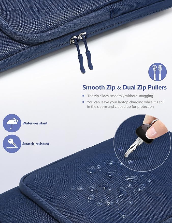 HYZUO 14-15 Inch Laptop Bag Sleeve for MacBook Air 15 M4 M3 M2, MacBook Pro 15, XPS 14/15 Plus, 15" Surface Laptop, Notebook Case for 14" Dell HP Lenovo ThinkPad Asus Acer Huawei, Navy Blue