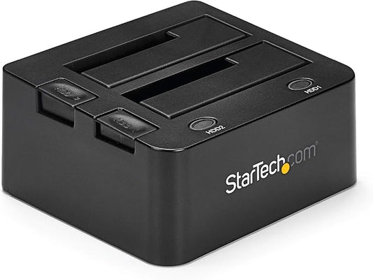 StarTech.com Dual-Bay USB 3.0 To SATA Hard Drive Docking Station, USB Hard Drive Dock, External 2.5/3.5" SATA I/II/III, SSD/HDD Docking Station, Hot-Swap Hard Drive Bay, Top-Loading (SDOCK2U33),Black
