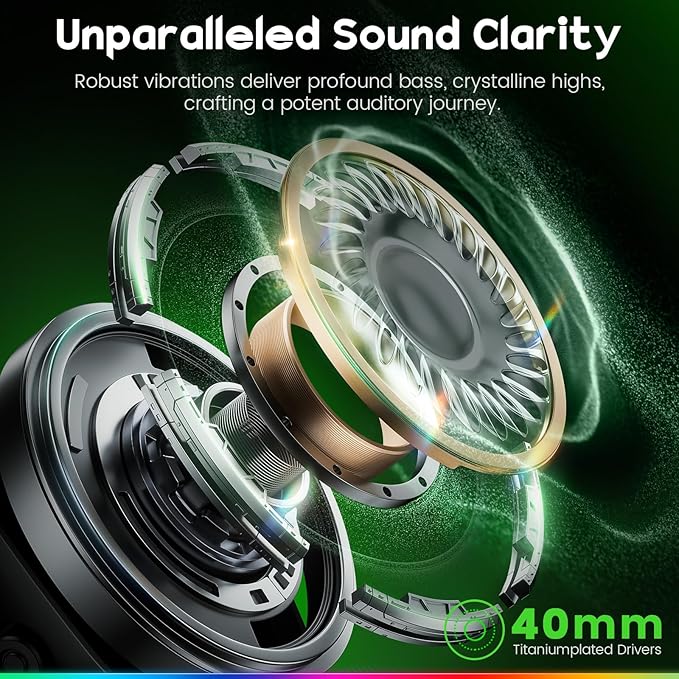 Wireless Gaming Headset 2.4GHz & Bluetooth 5.4 Gaming Headphones with ENC Mic, Ultra-Low Latency, Stereo Sound, Wireless Headsets for Sega Game Gear Accessories, PS5, PS4, Switch, PC, Mac