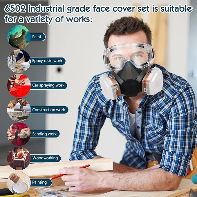 Gas Masks Survival Nuclear and Chemical, Full Face Gas Mask with Activated Carbon Filter