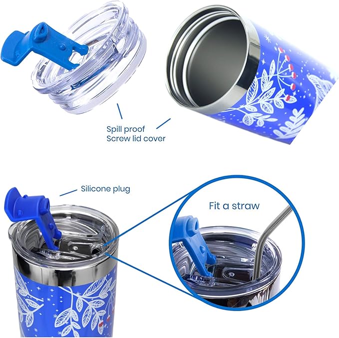 Drinco - 20 oz Stainless Steel Tumbler | Double Walled Vacuum Insulated Mug With Lid, 2 Straws, For Hot & Cold Drinks (20oz Nampa, 20oz)