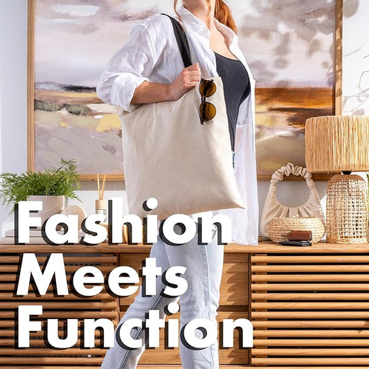 Carrywell |Not Made In China| 6 Pack Cotton Tote Bags, Lightweight Reusable Grocery Shopping Bag, Blank Bulk Cloth Totes with Handles, Great For Custom Screen Print and Gifts (15"x16")