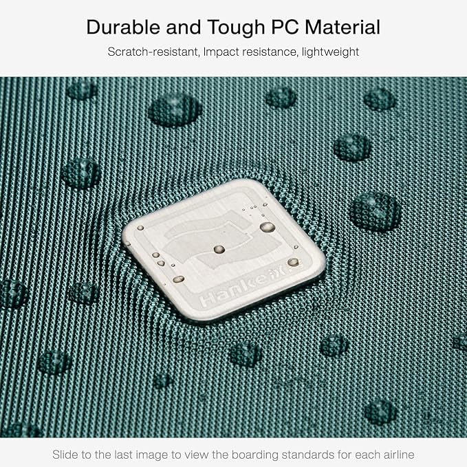 Hanke Grace Expandable Carry On Luggage with Wheels Airline Approved Hard Shell Suitcases with Front Pocket，Top Opening Luggage with TSA Lock for Short Business Travel, Blackish Green.