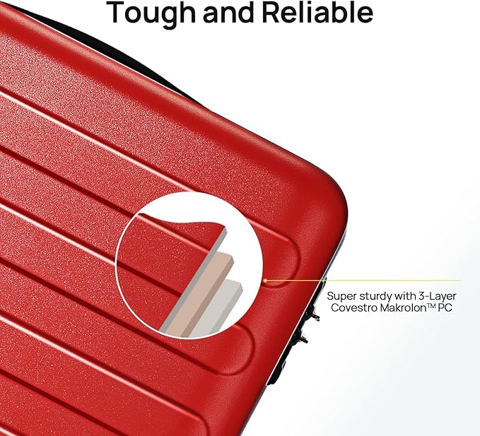 NINETYGO Carry On Luggage 22x14x9 Airline Approved, 20 Inch Luggage with Smooth Spinner Wheels, Lightweight, Hard Shell PC Suitcase Carry-On, Travel Luggage, TSA Approved (Raspberry, Rhine Basic)