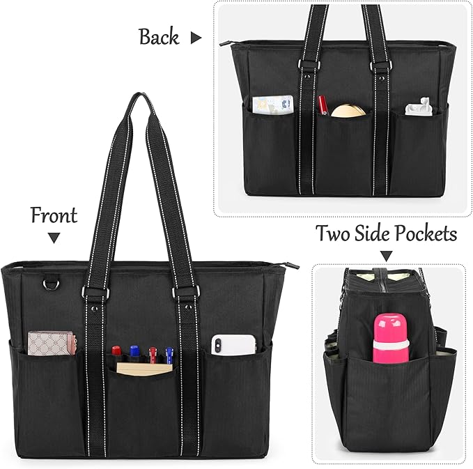 Trunab Teacher Utility Tote Bag with Multiple Pockets, Padded Compartment for 15.6" Laptop for working
