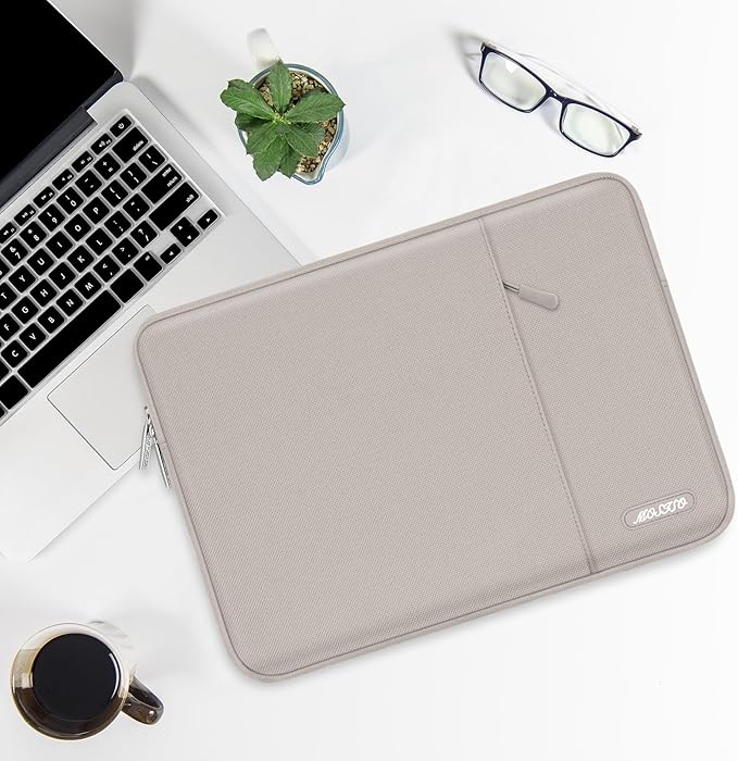 MOSISO Laptop Case 16 inch, 15-15.6 inch Laptop Sleeve Compatible with MacBook Pro 16 M4 M3 M2 M1, HP Acer Dell Lenovo ASUS Notebook, Polyester Vertical Computer Sleeve Bag with Pocket, Stone Gray