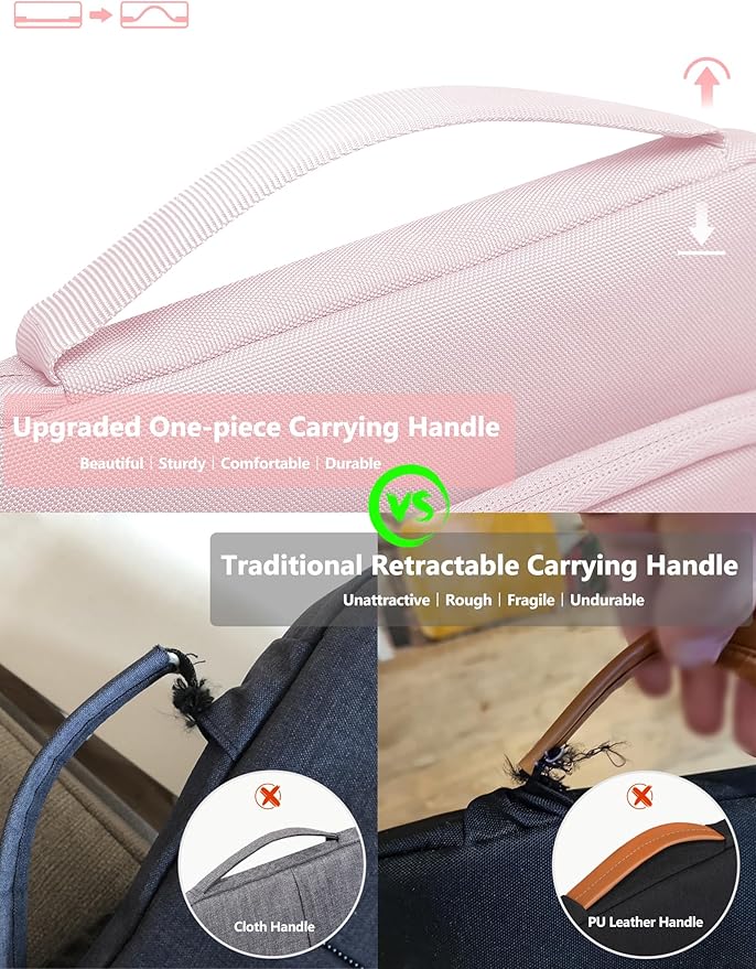 HYZUO 14-15 Inch Laptop Bag Sleeve for MacBook Air 15 M4 M3 M2, MacBook Pro 15, XPS 14/15 Plus, 15" Surface Laptop, Notebook Case for 14" Dell HP Lenovo ThinkPad Asus Acer Huawei, Pale Pink