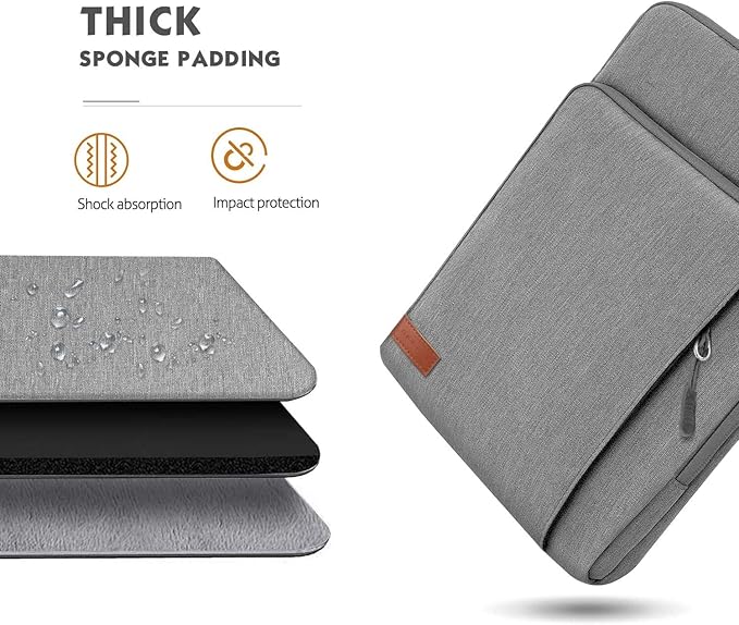 MoKo Laptop Sleeve Bag for 13.3-14 Inch, Notebook Carrying Case with Pocket Fits New MacBook Pro M3/M2 14" /13" M2/M1 Pro/M1 Max 14.2 2023-2021/Air 13.6" M2 2022, Surface Pro 9/8 13", Light Gray
