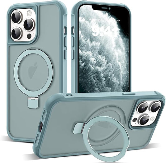 Compatible with iPhone 11 Pro Max Case with Invisible Magnetic O-Ring Stand Military-Grade Translucent Case for iPhone 11 ProMax 6.5" [Compatible with Mag-Safe][Great Grip Feeling], Blue