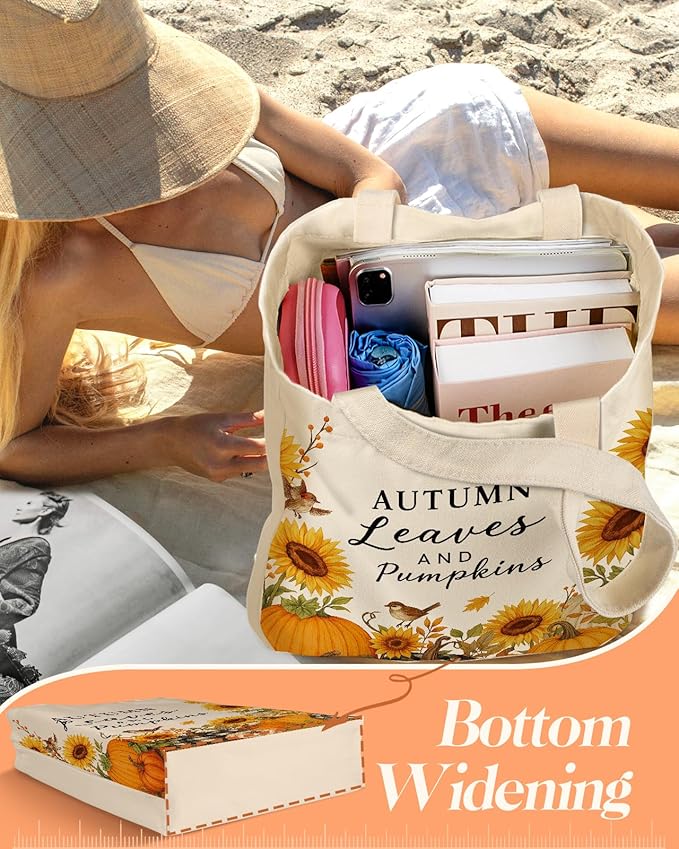 2 Pack Canvas Tote Bag - with Makeup Pouch Aesthetic Cute Women Reusable Canvas Bag for Shopping, Work, Travel