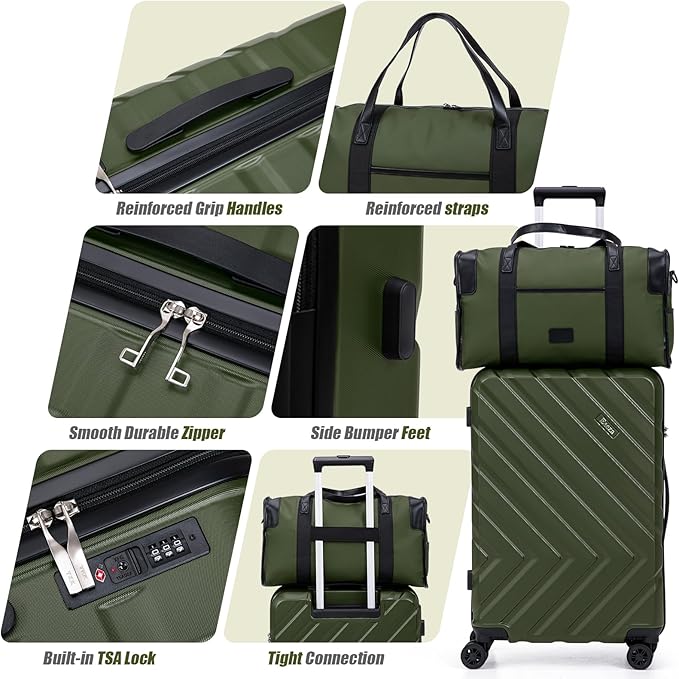 Luggage Sets 5 Piece, Suitcases with Wheels, ABS Hard Case Luggage with TSA Lock Spinner Wheels, Carry On Luggage Set(5 Piece Sets (20"/24"/28"/DB/TB))