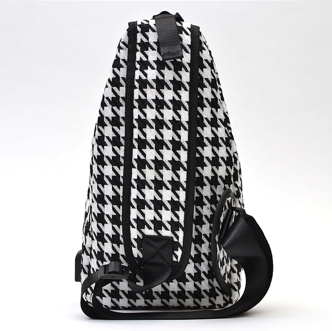 Anti-Theft Daypack Crossbody Sling Backpack, USB Charging, Lightweight Day Pack for Travel, Hiking, Everyday, Large, Houndstooth