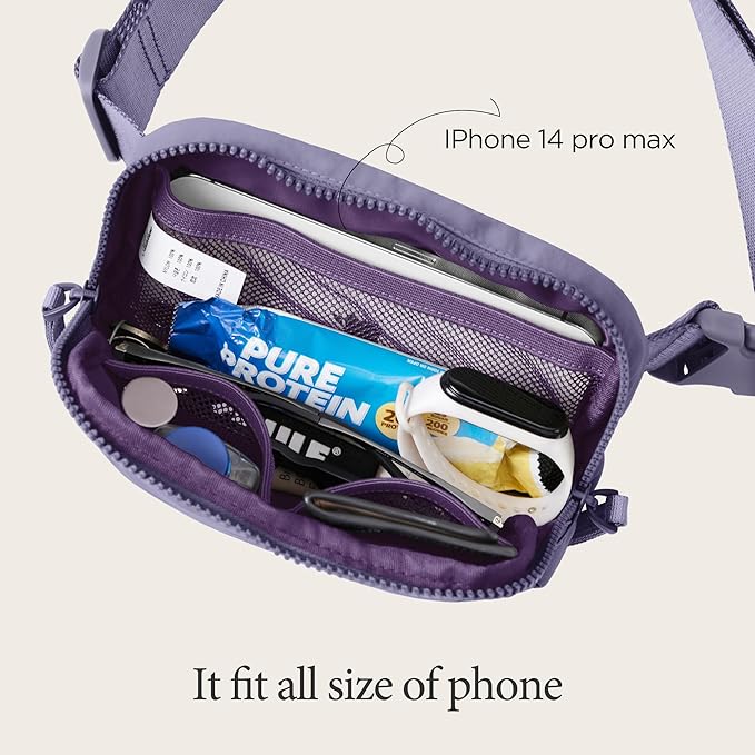 ODODOS Unisex Mini Belt Bag with Adjustable Strap Small Fanny Pack for Workout Running Traveling Hiking, Ultra Violet