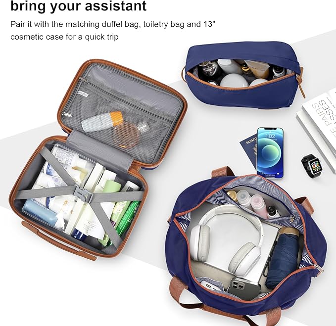 Joyway Carry On Luggage 20 Inch Expandable Suitcase with Spinner Wheel, 4 Piece Hard Shell Luggage Set with TSA Lock(Navy brown)