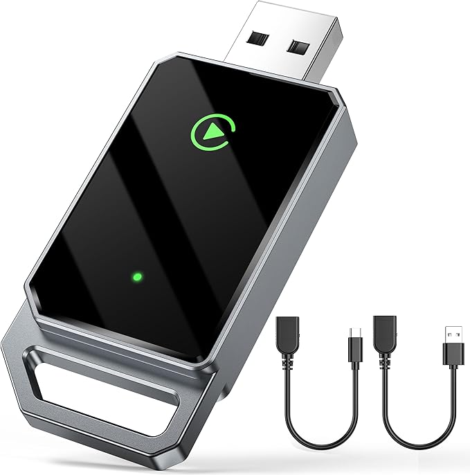 Wireless Carplay Adapter for iPhone, Converts Wired to Wireless Bluetooth, Plug and Play&No Delay, Mini Carplay with USB & USB C, Compatible with iPhone 6 or above/iOS10+ & Cars from 2016, Dark Gray