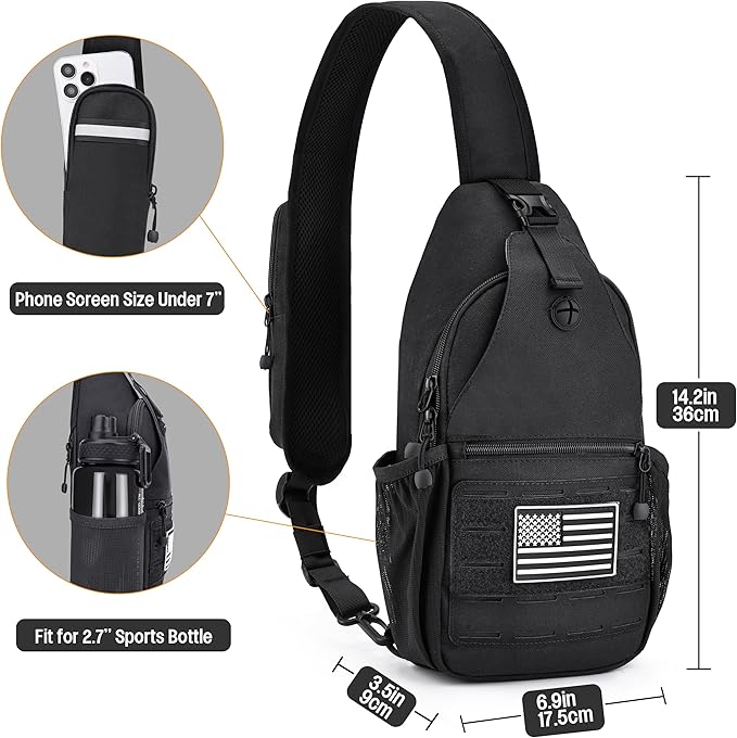 Mens Sling Bag, Water-Resistant Shoulder Bag Small Single Strap Backpack Cross body Bag for Men