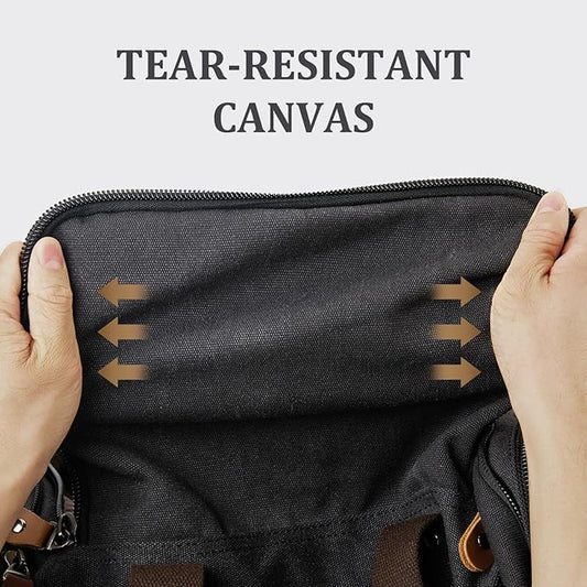 Gonex Canvas Duffle Bag for Travel 50L Expandable Duffel Weekend Overnight Bag men (Dark Gray)