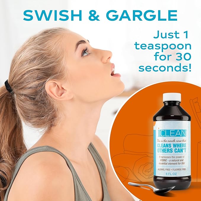 iCLEAN Mouthwash - Fluoride & Alcohol-Free Rinse | Harness The Power of Iodine | Molecular Iodine Mouth Rinse for Clean Oral Care | Gargle for Bad Breath & Oral Wellness | Cleans Where Others Can't