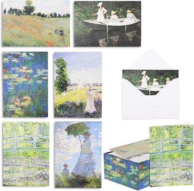 The Gifted Stationery Assorted All-Occasion Greeting Card Box - Monet-Inspired Art with Envelopes - Versatile Use & Birthday Cards - 6 Unique Designs - 36-Pack, 5 x 3.5 In