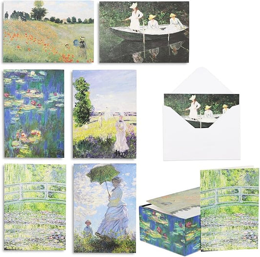 The Gifted Stationery Assorted All-Occasion Greeting Card Box - Monet-Inspired Art with Envelopes - Versatile Use & Birthday Cards - 6 Unique Designs - 36-Pack, 5 x 3.5 In