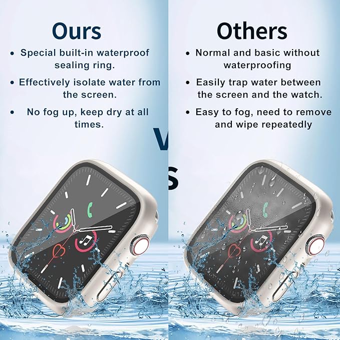 Waterproof Case for Apple Watch Series 3/2/1 42mm, Built-in Screen Protector with Tempered Glass [Touch Sensitive] Cover for iWatch S3/S2/S1 Accessories 42mm, Starlight