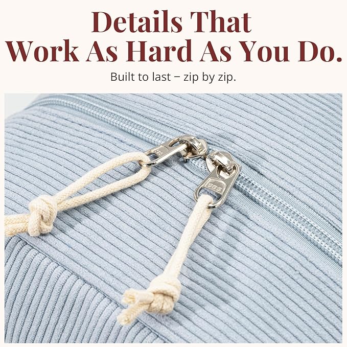 Insulated Lunch Bag for Women Men, Stylish Corduroy Tote Bag with Aluminum Lining, Large Capacity Reusable Cooler for Work, Travel, or Beach, Dusty Blue Lunch Box