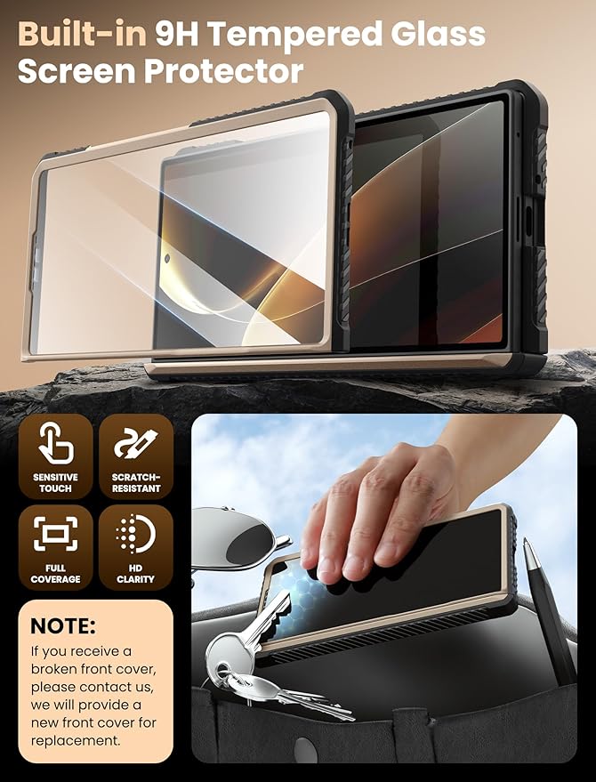 i-Blason Armorbox for Samsung Galaxy Z Fold 7 Case with Stand [Tempered Glass Screen Protector] [Hinge Protection] Full-Body Heavy Duty Rugged Shockproof Protective Case for Z Fold 7 (Desert)