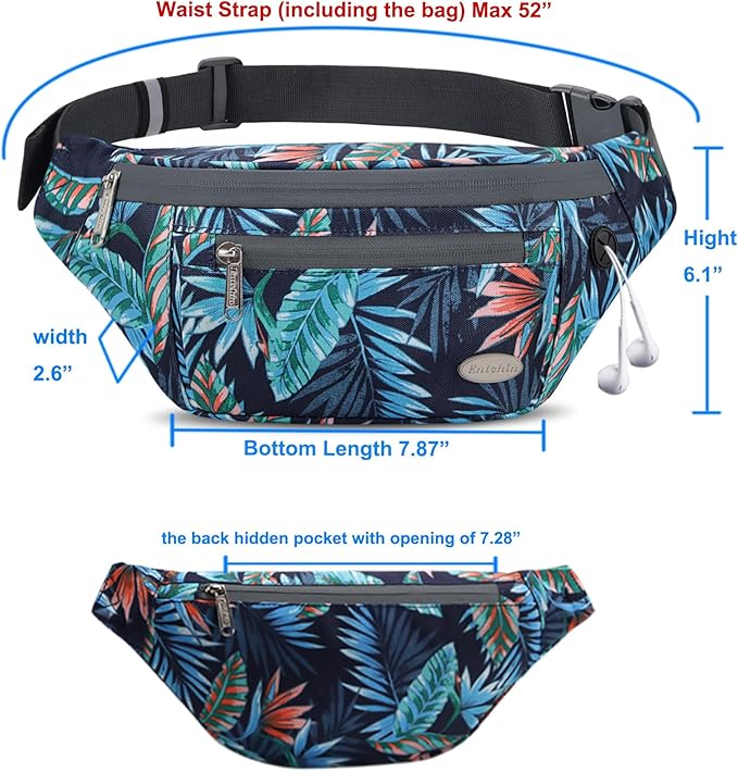 Entchin Fanny Pack for Women Men,Crossbody Belt Bag with 4-Zipper Pockets,Adjustable Waist Bag Pack,One of the Most Popular Travel Essential Gifts for Walking,Traveling,Cycling
