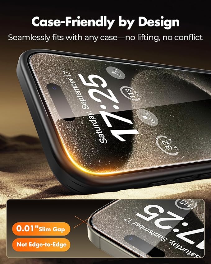 UNBREAKcable 2+2 Pack for iPhone 15 Pro Max Screen Protector & Lens Protector 【Military-Grade】【Easy Install】【Efficient Night Shot】9H+ Shatterproof Tempered Glass Film,Bubble-Free&Anti-Fingerprint ,Case Friendly-6.7 inch