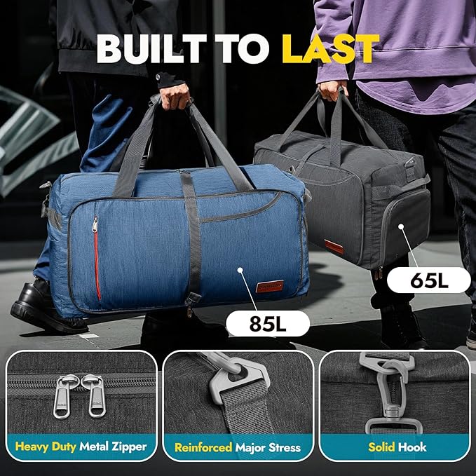 Canway 115L Travel Duffel Bag, Foldable Weekender Bag with Shoes Compartment for Men Women Water-proof & Tear Resistant (Panther Black, 115L)