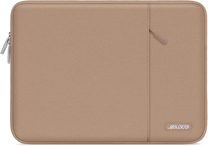 MOSISO Laptop Case 13.3 inch, 13-13.3 inch Laptop Sleeve Compatible with MacBook Air/Pro 13 / Pro 14, HP Dell ASUS Lenovo Notebook, Polyester Vertical Computer Sleeve Bag with Pocket, Bronze Brown