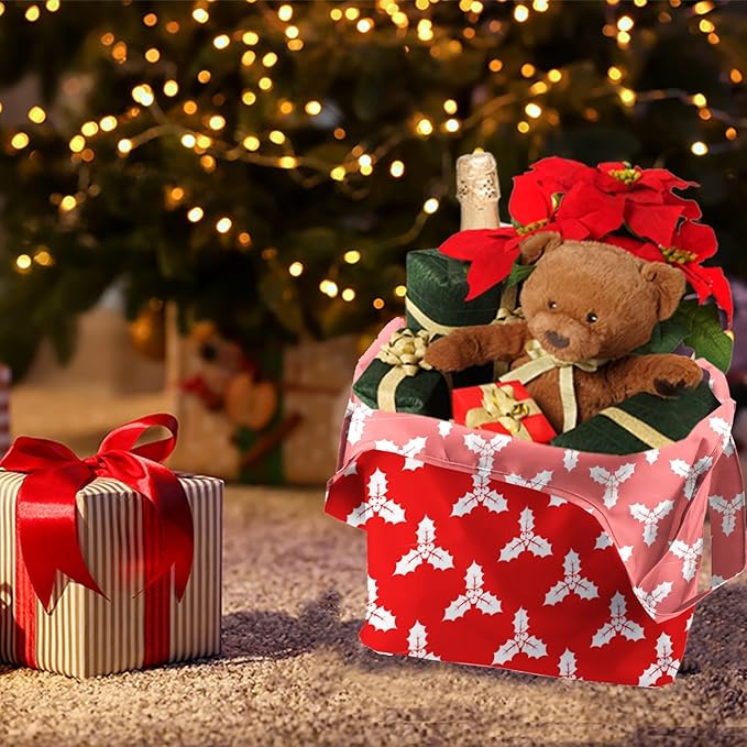 BeeGreen 12 Pack Christmas Reusable Grocery Bags Christmas Gift- 50 Lbs Foldable Polyester Totes With Elastic Band And Storage Pouch For Shopping, Kitchen, Parties Shopping Bag Tote Bags Bulk