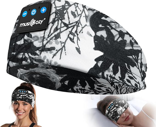 MUSICOZY Sleep Headphones Bluetooth Headband 5.4 Wireless Headband Headphones for Sleeping for Side Sleeper with Ultra-Thin HD Stero Speaker for Workout (Ink Black)