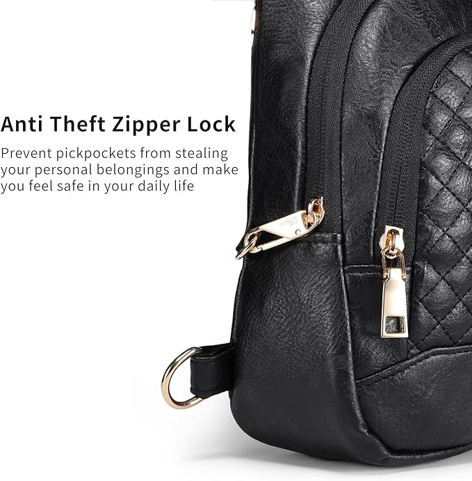 Crossbody Bags for Women Anti Theft Small Sling Handbag with Zipper Lock Vegan Leather RFID Blocking Chest Pure