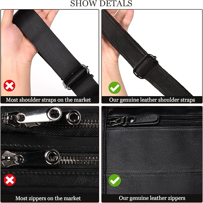 Leather Messenger Bag for Men, Small Leather Sling Shoulder Bag Messenger Pack for Men, Man Purse