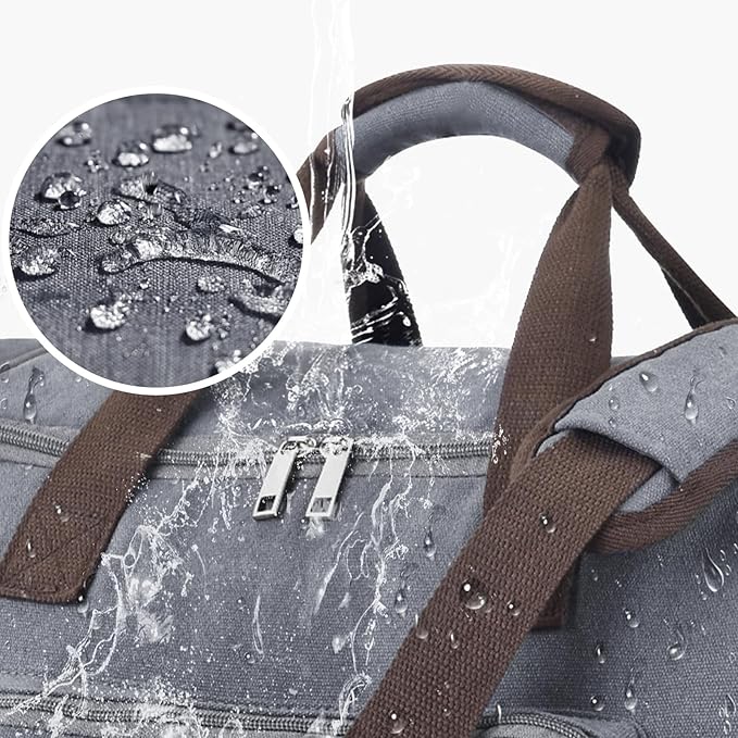 Felipe Varela 60L Duffle Bag for Men, Large Expandable Canvas Duffel Bag for Travel, Mens Carry On Luggage Bag Traveling Weekender Gym Overnight Bags for Airplanes, Grey