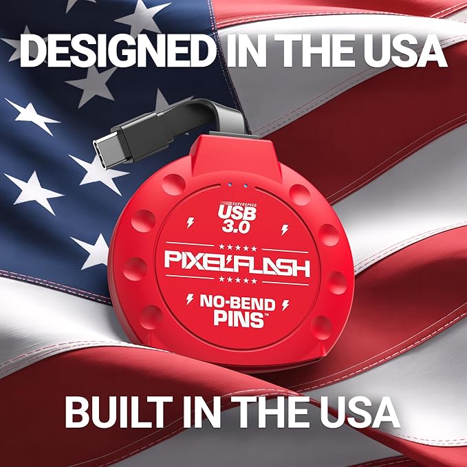 PixelFlash CF Card Reader USB C (Red) - Compact Flash Memory Card Reader with Cabled Type-C USB 3.1, 5GB/s File Transfer, No-Bend Pins Technology, Supports UDMA-7, Anti-Slip & Anti-Scratch Exterior