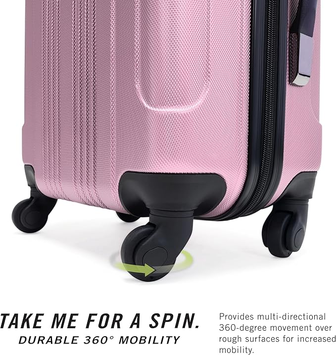 Kenneth Cole REACTION Out of Bounds Lightweight Hardshell 4-Wheel Spinner Luggage, Blush, 28-Inch Checked