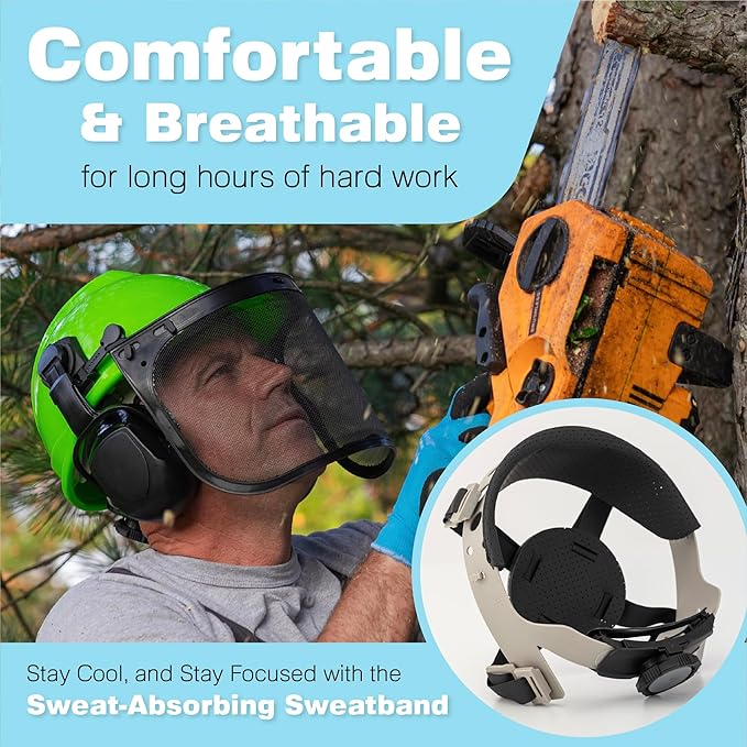 Raxwell Chainsaw Safety Helmet – ANSI Certified 6-in-1 Forestry Hard Hat with Ear Muffs, 2 Visors, Goggles & Earplugs – 30dB Noise Reduction – Adjustable PPE for Arborists, Logging & Tree Work