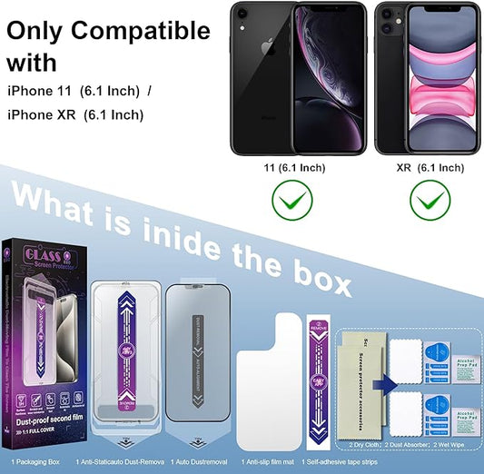 2 Pack Matte Screen Protector for iPhone 11 and iPhon XR 6.1-Inch Auto Dust Removal, No Bubbles, Tempered Glass Film, Easy Installation
