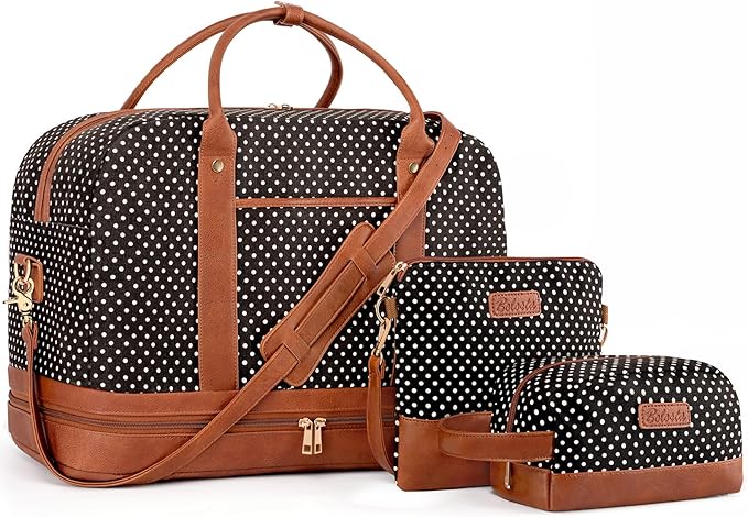 Weekender Bag for Women Canvas Overnight Bag Large Travel Tote Bag Carry on Shoulder Duffle Bag With Shoe Compartment,Perfect for Travel/Daily Use/Birthday Gift …